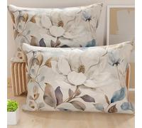 PETTI Artigiani Italiani - Coppia di Federe Cuscino Letto 50x80 cm, Federa in Microfibra Anallergica, Set Due Fodere Copricuscino Matrimoniale Fantasia Floreale, 100% Made in Italy