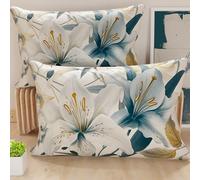 PETTI Artigiani Italiani - Coppia di Federe Cuscino Letto 50x80 cm, Federa in Microfibra Anallergica, Set Due Fodere Copricuscino Matrimoniale Fantasia Floreale, 100% Made in Italy