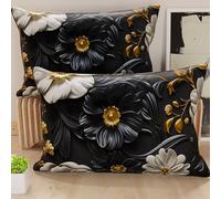 PETTI Artigiani Italiani - Coppia di Federe Cuscino Letto 50x80 cm, Federa in Microfibra Anallergica, Set Due Fodere Copricuscino Matrimoniale Fantasia Floreale 05 6, 100% Made in Italy
