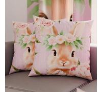 PETTI Artigiani Italiani - Coppia di Federe Cuscino Pasquali 30x30 cm in Microfibra, Cuscini Arredo di Pasqua, per Camera da Letto, Divano, Salotto, Set 2 Fodere Copricuscino, 100% Made in Italy