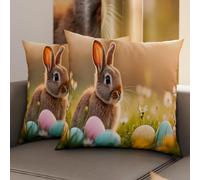 PETTI Artigiani Italiani - Coppia di Federe Cuscino Pasquali 30x30 cm in Microfibra, Cuscini Arredo di Pasqua, per Camera da Letto, Divano, Salotto, Set 2 Fodere Copricuscino, 100% Made in Italy