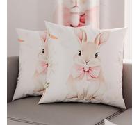 PETTI Artigiani Italiani - Coppia di Federe Cuscino Pasquali 35x35 cm in Microfibra, Cuscini Arredo di Pasqua, per Camera da Letto, Divano, Salotto, Set 2 Fodere Copricuscino, 100% Made in Italy