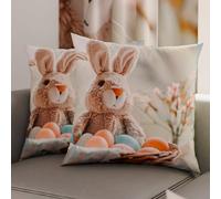 PETTI Artigiani Italiani - Coppia di Federe Cuscino Pasquali 50x30 cm in Microfibra, Cuscini Arredo di Pasqua, per Camera da Letto, Divano, Salotto, Set 2 Fodere Copricuscino, 100% Made in Italy