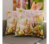 PETTI Artigiani Italiani - Coppia di Federe Cuscino Pasquali 50x30 cm in Microfibra, Cuscini Arredo di Pasqua, per Camera da Letto, Divano, Salotto, Set 2 Fodere Copricuscino, 100% Made in Italy
