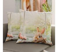 PETTI Artigiani Italiani - Coppia di Federe Cuscino Pasquali 50x50 cm in Microfibra, Cuscini Arredo di Pasqua, per Camera da Letto, Divano, Salotto, Set 2 Fodere Copricuscino, 100% Made in Italy