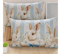 PETTI Artigiani Italiani - Coppia di Federe Cuscino Pasquali 70x40 cm in Microfibra, Cuscini Arredo di Pasqua, per Camera da Letto, Divano, Salotto, Set 2 Fodere Copricuscino, 100% Made in Italy