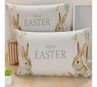 PETTI Artigiani Italiani - Coppia di Federe Cuscino Pasquali 70x40 cm in Microfibra, Cuscini Arredo di Pasqua, per Camera da Letto, Divano, Salotto, Set 2 Fodere Copricuscino, 100% Made in Italy