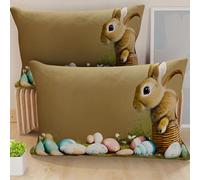 PETTI Artigiani Italiani - Coppia di Federe Cuscino Pasquali 80x50 cm in Microfibra, Cuscini Arredo di Pasqua, per Camera da Letto, Divano, Salotto, Set 2 Fodere Copricuscino, 100% Made in Italy