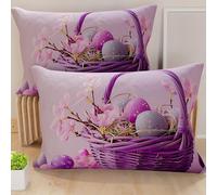 PETTI Artigiani Italiani - Coppia di Federe Cuscino Pasquali 80x50 cm in Microfibra, Cuscini Arredo di Pasqua, per Camera da Letto, Divano, Salotto, Set 2 Fodere Copricuscino, 100% Made in Italy