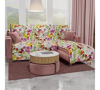 PETTI Artigiani Italiani - Copridivano Angolare, Copridivano con penisola a Destra e Sinistra, Salvadivano con Penisola, Copridivano 4 Posti Penisola a Destra Farfalle, 100% Made in Italy