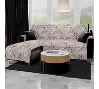 PETTI Artigiani Italiani - Copridivano Angolare, Copridivano con Penisola, Copridivano 2 Posti con Isola a Sinistra, Copridivano con Chaise Longue, Fiori Cipria, 100% Made in Italy