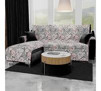 PETTI Artigiani Italiani - Copridivano Angolare, Copridivano con Penisola, Copridivano 3 Posti con Isola a Sinistra, Copridivano con Chaise Longue, Fiori Grigio, 100% Made in Italy