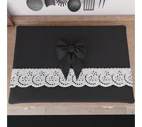 PETTI Artigiani Italiani - Coprifornello, Coprifornello Elegante, Coprifornello Shabby Chic in Tinta Unita con Balza in Pizzo Sangallo e Fiocchi, Coprifornello in Cotone, Coprifornello 70x50cm Nero