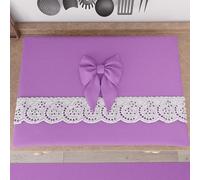PETTI Artigiani Italiani - Coprifornello, Coprifornello Elegante, Coprifornello Shabby Chic in Tinta Unita con Balza in Pizzo Sangallo e Fiocchi, Coprifornello in Cotone, Coprifornello 70x50cm Lilla