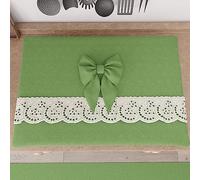 PETTI Artigiani Italiani - Coprifornello Elegante di Cotone, Shabby Chic in Tinta Unita con Balza in Pizzo Sangallo e Fiocchi, Copri fornello per Induzione e Fuochi a Gas, 70x50cm Verde
