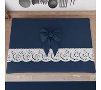 PETTI Artigiani Italiani - Coprifornello in cotone con pizzo Sangallo e fiocchi, 70 x 50 cm, Blu Notte