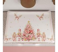 PETTI Artigiani Italiani - Coprifornello Natalizio, Coprifornello Cucina Natalizio, Copri Piano Cottura 50x70 cm, Coprifuochi Schiaccianoci Rosa, 100% Made in Itay