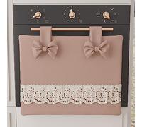 PETTI Artigiani Italiani - Copriforno in cotone con pizzo Sangallo e fiocchi, 50 x 42 cm, Cipria
