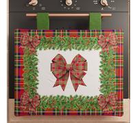 PETTI Artigiani Italiani - Copriforno Natalizio, Copriforno Cucina Natalizio, Copri Forno 40x50 cm, Copriforno Fiocco Tartan, 100% Made in Itay