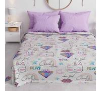 PETTI Artigiani Italiani - Copriletto Bambino Bambina Primavera Estate 265 x 260 Due Posti, Coperta Leggera 2 Piazze Fantasia Gattino Unicorno, 100% Made in Italy