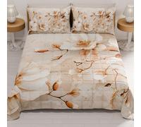 PETTI Artigiani Italiani - Copriletto Matrimoniale Estivo 260x270cm 100 g/m² Double Face, Trapuntino Matrimoniale Primaverile, Trapunta Leggera, Floreale 12, 100% Made in Italy