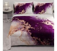 PETTI Artigiani Italiani - Copriletto Matrimoniale Estivo 260x270cm 100 g/m² Double Face, Trapuntino Matrimoniale Primaverile, Trapunta Leggera, Marmo Viola, 100% Made in Italy