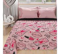 PETTI Artigiani Italiani - Copriletto Matrimoniale Estivo 260x270cm 100 g/m² Double Face, Trapuntino Matrimoniale Primaverile, Trapunta Leggera, Lipstick Rosa, 100% Made in Italy