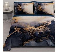 PETTI Artigiani Italiani - Copriletto Matrimoniale Estivo 260x270cm 100 g/m² Double Face, Trapuntino Matrimoniale Primaverile, Trapunta Leggera, Marmo Blus, 100% Made in Italy