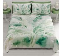 PETTI Artigiani Italiani - Copriletto Matrimoniale Estivo 260x270cm 100 g/m² Double Face, Trapuntino Matrimoniale Primaverile, Trapunta Leggera, Palma Salvia, 100% Made in Italy