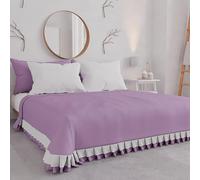 PETTI Artigiani Italiani - Copriletto Matrimoniale Estivo in Cotone, Copriletto con Doppio Volant, Coperta Leggera Matrimoniale, Lenzuola Copriletto con Balza, Lilla, 100% Made in Italy