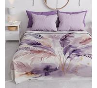 PETTI Artigiani Italiani - Copriletto Matrimoniale Primavera Estate, Coperta Leggera Matrimoniale, Lenzuola Copri Letto, Palma Lilla, 100% Made in Italy