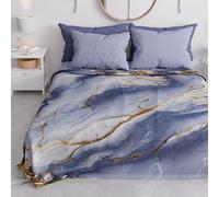 PETTI Artigiani Italiani - Copriletto Matrimoniale Primavera Estate, Coperta Leggera Matrimoniale, Lenzuola Copri Letto, Marmo Indaco, 100% Made in Italy