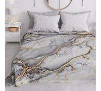 PETTI Artigiani Italiani - Copriletto Matrimoniale Primavera Estate, Coperta Leggera Matrimoniale, Lenzuola Copri Letto, Marmo Grigio Chiaro, 100% Made in Italy