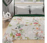 PETTI Artigiani Italiani - Copriletto Piazza e Mezza Estivo 220x260cm 100 g/m² Double Face, Trapuntino Piazza e Mezza Primaverile, Trapunta Leggera, Spring Grigio, 100% Made in Italy