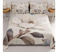 PETTI Artigiani Italiani - Copriletto Piazza e Mezza Estivo 220x260cm 100 g/m² Double Face, Trapuntino Piazza e Mezza Primaverile, Trapunta Leggera, Floreale 16, 100% Made in Italy