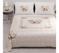 PETTI Artigiani Italiani - Copriletto Piazza e Mezza Estivo 220x260cm 100 g/m² Double Face, Trapuntino Piazza e Mezza Primaverile, Trapunta Leggera, Fiocco Beige, 100% Made in Italy