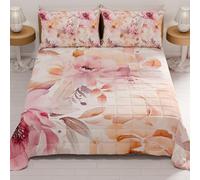 PETTI Artigiani Italiani - Copriletto Piazza e Mezza Estivo 220x260cm 100 g/m² Double Face, Trapuntino Piazza e Mezza Primaverile, Trapunta Leggera, Floreale 2, 100% Made in Italy