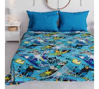 PETTI Artigiani Italiani - Copriletto Singolo Bambino e Bambina Primavera Estate 165 x 260 Un Posto, Coperta Leggera Una Piazza Fantasia Snowboard, 100% Made in Italy