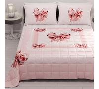 PETTI Artigiani Italiani - Copriletto Singolo Estivo 170x260cm 100 g/m² Double Face, Trapuntino Letto Singolo Primaverile, Trapunta Leggera, Fiocco Rosa, 100% Made in Italy