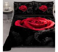 PETTI Artigiani Italiani - Copriletto Singolo Estivo 170x260cm 100 g/m² Double Face, Trapuntino Letto Singolo Primaverile, Trapunta Leggera, Black Roses, 100% Made in Italy