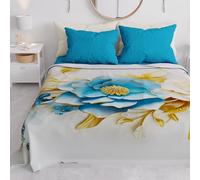 PETTI Artigiani Italiani - Copriletto Una Piazza e Mezza Primavera Estate, Coperta Leggera Una Piazza e Mezza, Lenzuola Copriletto, Flower Ceramic 03 100% Made in Italy