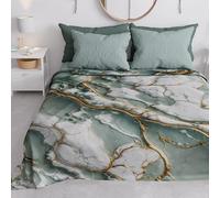 PETTI Artigiani Italiani - Copriletto Una Piazza e Mezza Primavera Estate, Coperta Leggera Una Piazza e Mezza, Lenzuola Copri Letto, Marmo Salvia, 100% Made in Italy