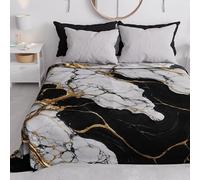PETTI Artigiani Italiani - Copriletto Una Piazza e Mezza Primavera Estate, Coperta Leggera Una Piazza e Mezza, Lenzuola Copri Letto, Marmo Bianco Nero, 100% Made in Italy
