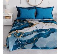 PETTI Artigiani Italiani - Copriletto Una Piazza e Mezza Primavera Estate, Coperta Leggera Una Piazza e Mezza, Lenzuola Copri Letto, Marmo Blu Oceano, 100% Made in Italy