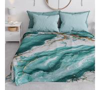 PETTI Artigiani Italiani - Copriletto Una Piazza e Mezza Primavera Estate, Coperta Leggera Una Piazza e Mezza, Lenzuola Copri Letto, Marmo Acquamarina, 100% Made in Italy