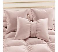 PETTI Artigiani Italiani - Cuscini Divano in Velluto con Imbottitura, Copricuscini Camera da Letto, Cuscini Arredo con Cerniera Invisibile, Cuscini Velluto Cipria Fiocco 1 Pezzo - 50x40 cm