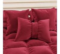 PETTI Artigiani Italiani - Cuscini Arredo in Velluto con Imbottitura, Cuscino per Camera da Letto, Divano Salotto, con Federa a Sacco, Fiocco Bordeaux - 50 x 40 cm