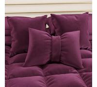 PETTI Artigiani Italiani - Cuscini Arredo in Velluto con Imbottitura, Cuscino per Camera da Letto, Divano Salotto, con Federa a Sacco, Fiocco Prugna - 50 x 40 cm