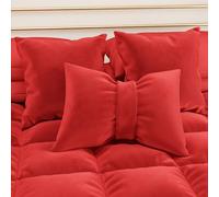PETTI Artigiani Italiani - Cuscini Arredo in Velluto con Imbottitura, Cuscino per Camera da Letto, Divano Salotto, con Federa a Sacco, Fiocco Rosso - 50 x 40 cm