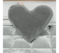 PETTI Artigiani Italiani - Cuscini Arredo in Velluto con Imbottitura, Cuscino per Camera da Letto, Divano Salotto, con Federa a Sacco, Cuore Grigio Scuro - Diametro 50 cm